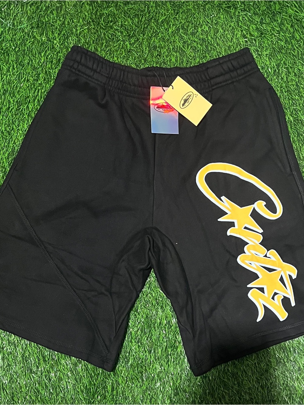 Black Corteiz Short  with Yellow Logo